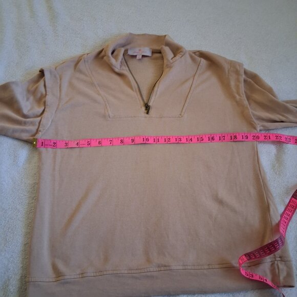 Laurie Felt Los Angeles Women's Size S Tan Quarter-Zip Pull Over Light Sweater - Picture 10 of 11